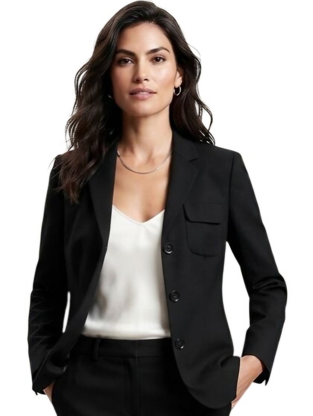 Banana Republic Black Italian Wool 3 Button Flap Breast Pocket Blazer Size S